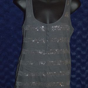 Henley Tank with Sequined Stripes